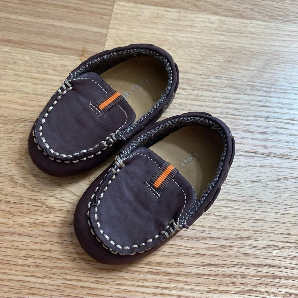 Cole Haan Brown Leather Loafers Sz 2 Boys Baby Shoes